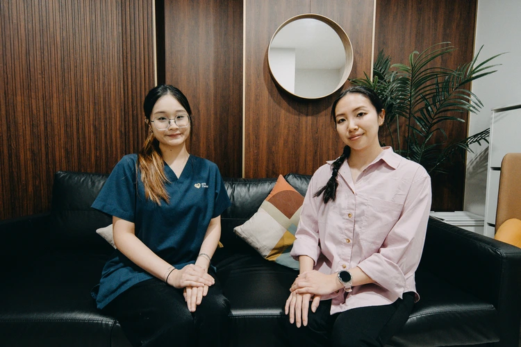 Nurse with a patient in the Jurong clinic lounge